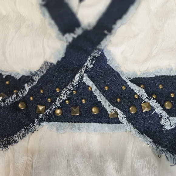 Randolph Duke V Neck Ivory Chiffon Blouse Size Large - Picture 4 of 10